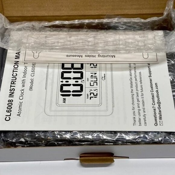 WallarGe Atomic Clock Black Indoor Temp Alarm 8.5" Battery Operated CL6008-B NIB - Picture 6 of 8